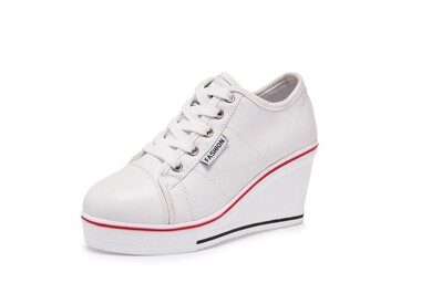 Γυναικεία παπούτσια New Woman Wedge Canvas Vulcanize Shoes Platform Breathable Canvas Shoes Casual Students Candy Color Wedge Sneakers
