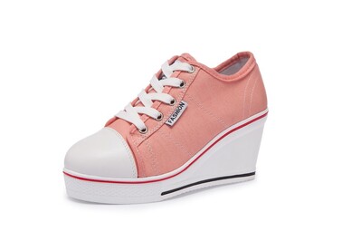 Γυναικεία παπούτσια New Woman Wedge Canvas Vulcanize Shoes Platform Breathable Canvas Shoes Casual Students Candy Color Wedge Sneakers