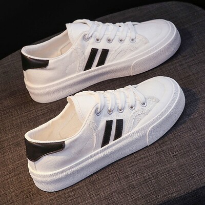 Új klasszikus női tornacipők, fűzős lapos sétacipők női Canvas platform cipők Alkalmi vulkanizált cipők Chaussure Femme