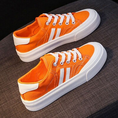 Új klasszikus női tornacipők, fűzős lapos sétacipők női Canvas platform cipők Alkalmi vulkanizált cipők Chaussure Femme