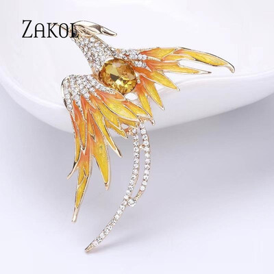 ZAKOL új francia divat színes madár formájú brossok nőknek Elegáns luxus mindennapi viselet egyéniségek ékszerek ZXP010