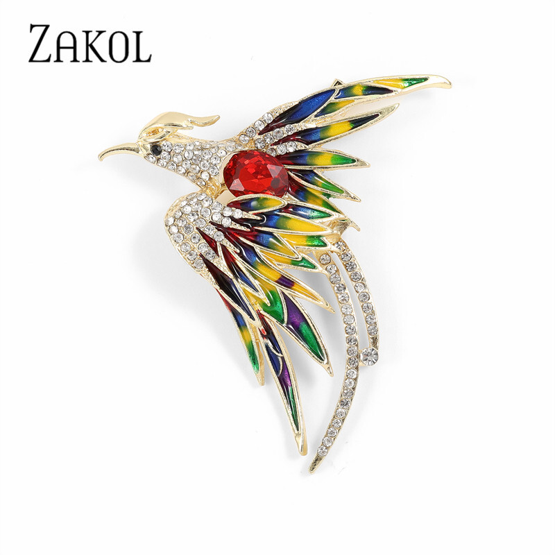 ZAKOL új francia divat színes madár formájú brossok nőknek Elegáns luxus mindennapi viselet egyéniségek ékszerek ZXP010