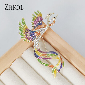 ZAKOL New Style Κινέζικο στυλ Ρετρό Μπλε Χρώμα Phoenix Σμάλτο Καρφίτσα για Άντρες Γυναίκες Ρομαντικό κόσμημα μόδας γάμου ZPX10