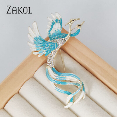 ZAKOL jauns stils ķīniešu stila retro zila krāsa Phoenix emalja piespraude vīriešiem sievietēm romantiskas kāzu modes rotaslietas ZPX10