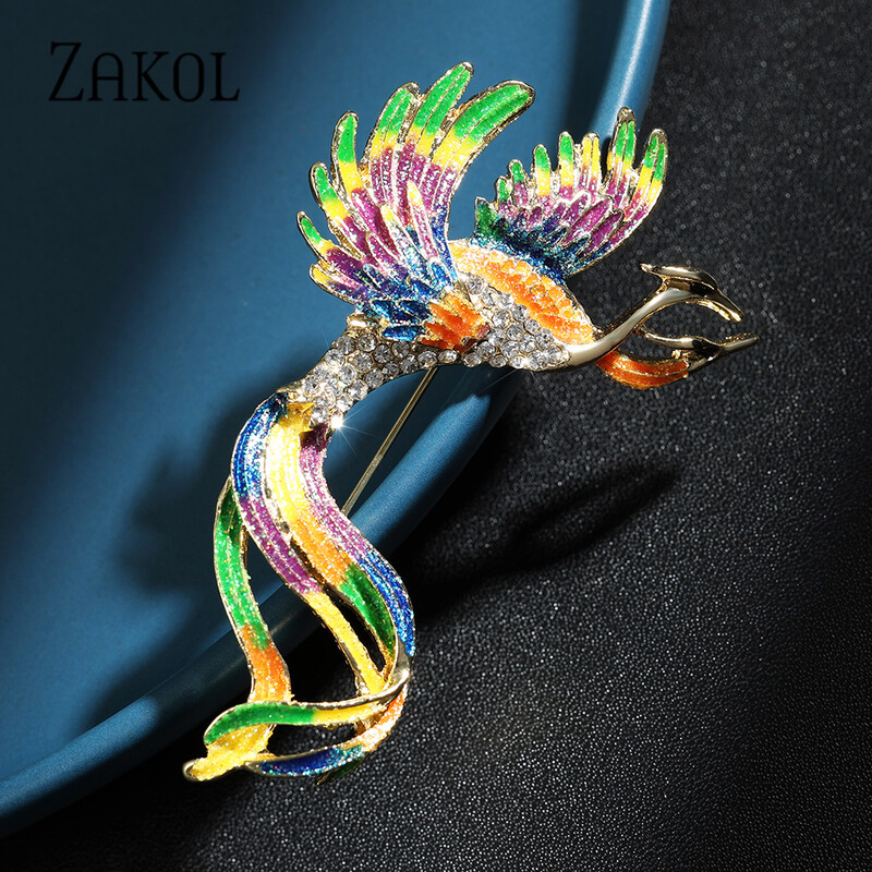 ZAKOL jauns stils ķīniešu stila retro zila krāsa Phoenix emalja piespraude vīriešiem sievietēm romantiskas kāzu modes rotaslietas ZPX10