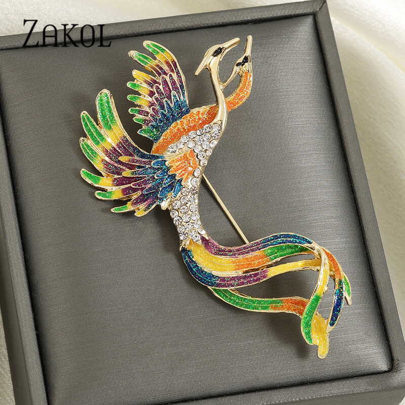 ZAKOL jauns stils ķīniešu stila retro zila krāsa Phoenix emalja piespraude vīriešiem sievietēm romantiskas kāzu modes rotaslietas ZPX10