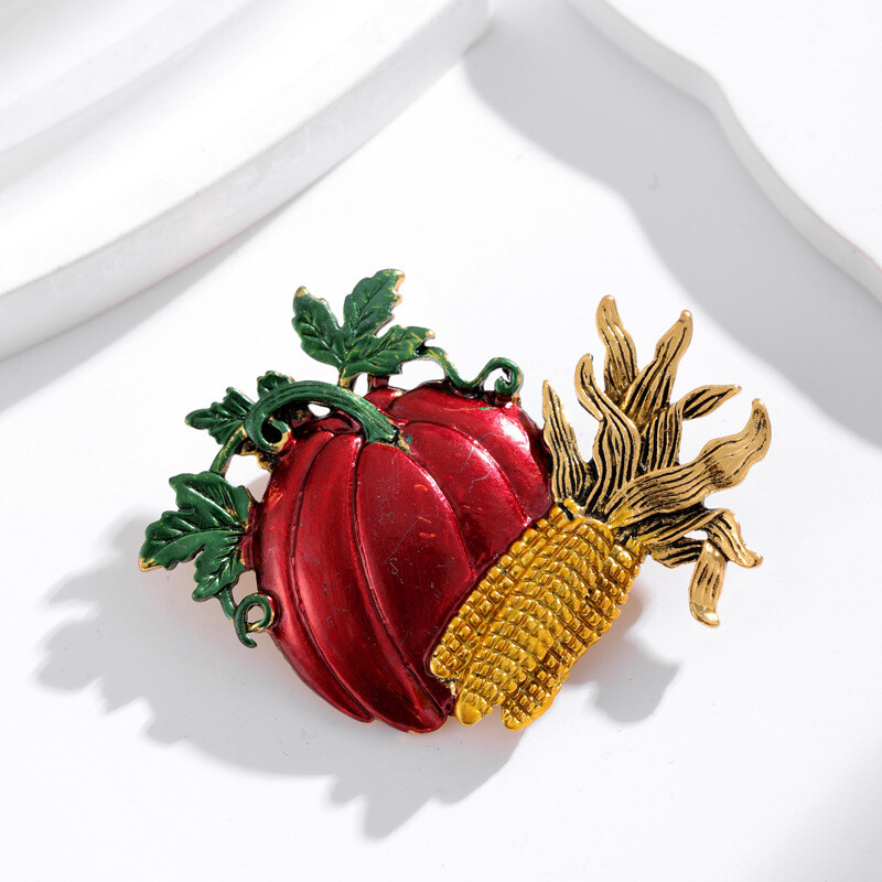 Broșă creativă de modă, dovleac, porumb, pentru Halloween, exagerat de fructe și legume, accesorii pentru costume, cadou de bijuterii
