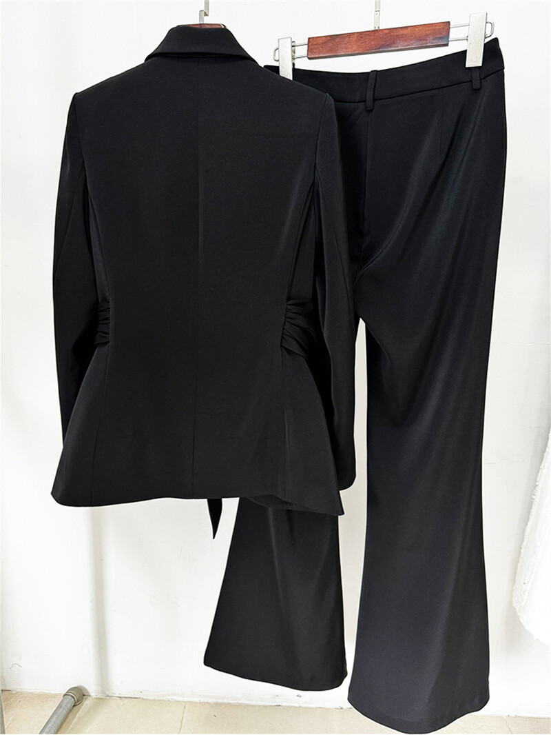 Mester tervezésű lila öltöny szett nőknek 2 részes fogazott hajtóka karcsú, 2 db női öltöny szett blézer nadrág divat szmoking