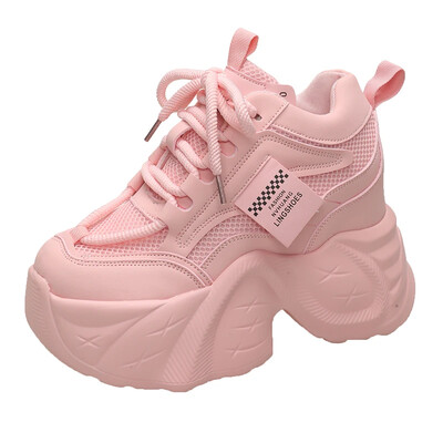 11 CM Nou Toamnă Respirantă Femei Casual Pantofi Moda Toc Înalt Femei Pane Toc Pantofi Pantofi Cu Talpă groasă Pantofi cu platformă