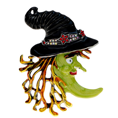 CINDY XIANG σμάλτο Halloween Witch Brooch Μεγάλη παράξενη καρφίτσα
