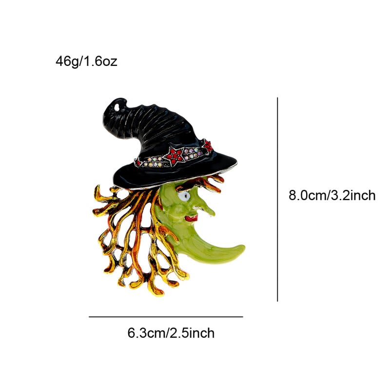 CINDY XIANG σμάλτο Halloween Witch Brooch Μεγάλη παράξενη καρφίτσα