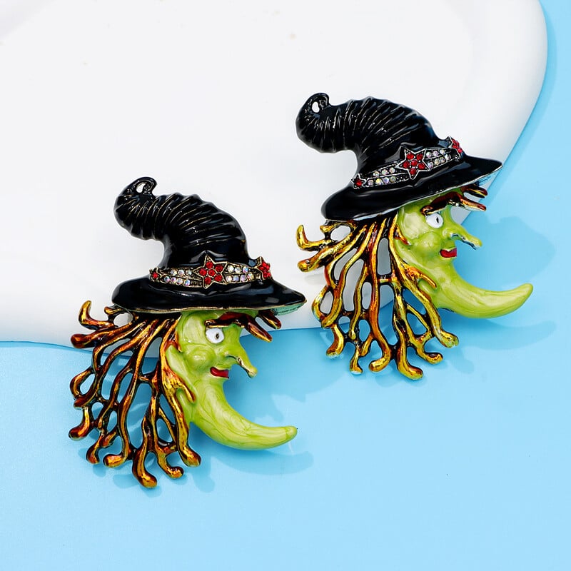 CINDY XIANG σμάλτο Halloween Witch Brooch Μεγάλη παράξενη καρφίτσα