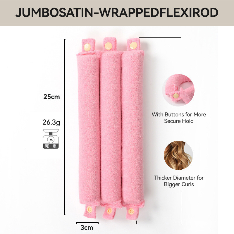 3 buc ondulator de păr fără căldură, bucle fără căldură peste noapte, tije de explozie, bentiță, role de păr, tije din pânză Terry pentru păr lung