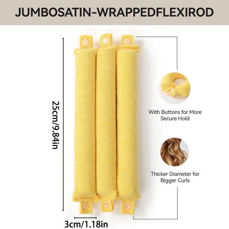 3 buc ondulator de păr fără căldură, bucle fără căldură peste noapte, tije de explozie, bentiță, role de păr, tije din pânză Terry pentru păr lung