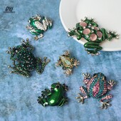 Πράσινο Rhinestone Frog Καρφίτσα Γυναικεία Lovely Metal Frog Party Καρφίτσες Animal Καρφίτσες για Γυναικεία φόρεμα Αξεσουάρ παλτό