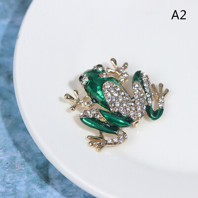 Πράσινο Rhinestone Frog Καρφίτσα Γυναικεία Lovely Metal Frog Party Καρφίτσες Animal Καρφίτσες για Γυναικεία φόρεμα Αξεσουάρ παλτό