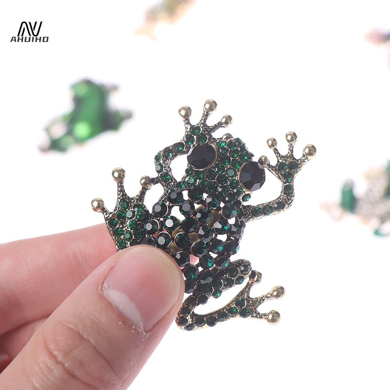 Πράσινο Rhinestone Frog Καρφίτσα Γυναικεία Lovely Metal Frog Party Καρφίτσες Animal Καρφίτσες για Γυναικεία φόρεμα Αξεσουάρ παλτό