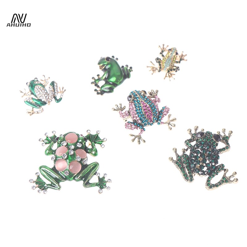 Πράσινο Rhinestone Frog Καρφίτσα Γυναικεία Lovely Metal Frog Party Καρφίτσες Animal Καρφίτσες για Γυναικεία φόρεμα Αξεσουάρ παλτό