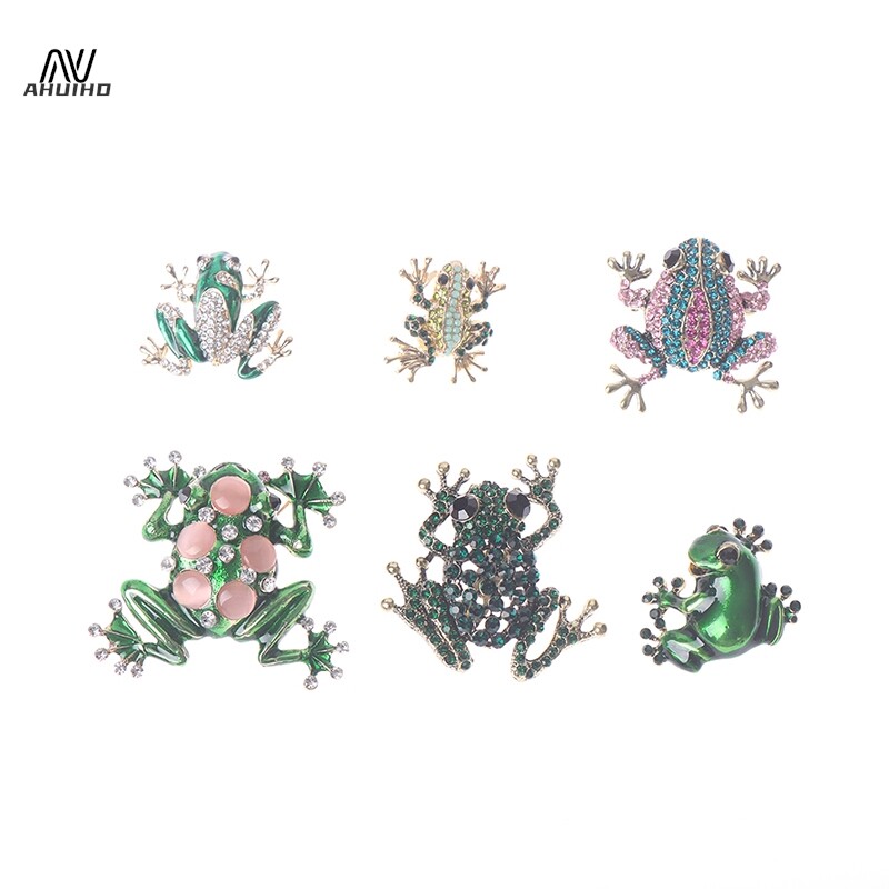 Πράσινο Rhinestone Frog Καρφίτσα Γυναικεία Lovely Metal Frog Party Καρφίτσες Animal Καρφίτσες για Γυναικεία φόρεμα Αξεσουάρ παλτό