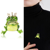 Καρφίτσες Rhinestone Frog για Γυναικείες Άντρες Πράσινο Χρώμα σμάλτο καρφίτσα ζώων Luxury Frog King Party Καθημερινά αξεσουάρ κοσμημάτων παλτό