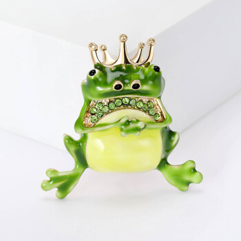 Καρφίτσες Rhinestone Frog για Γυναικείες Άντρες Πράσινο Χρώμα σμάλτο καρφίτσα ζώων Luxury Frog King Party Καθημερινά αξεσουάρ κοσμημάτων παλτό