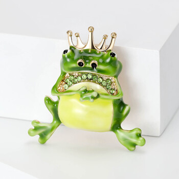 Καρφίτσες Rhinestone Frog για Γυναικείες Άντρες Πράσινο Χρώμα σμάλτο καρφίτσα ζώων Luxury Frog King Party Καθημερινά αξεσουάρ κοσμημάτων παλτό