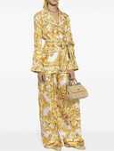 Retro geomeetrilise mustriga pitsiga avara särgi pidžaama kaheosaline 2024 sügis naiste uus + elastne vöökoht laia säärega pükste moekomplekt