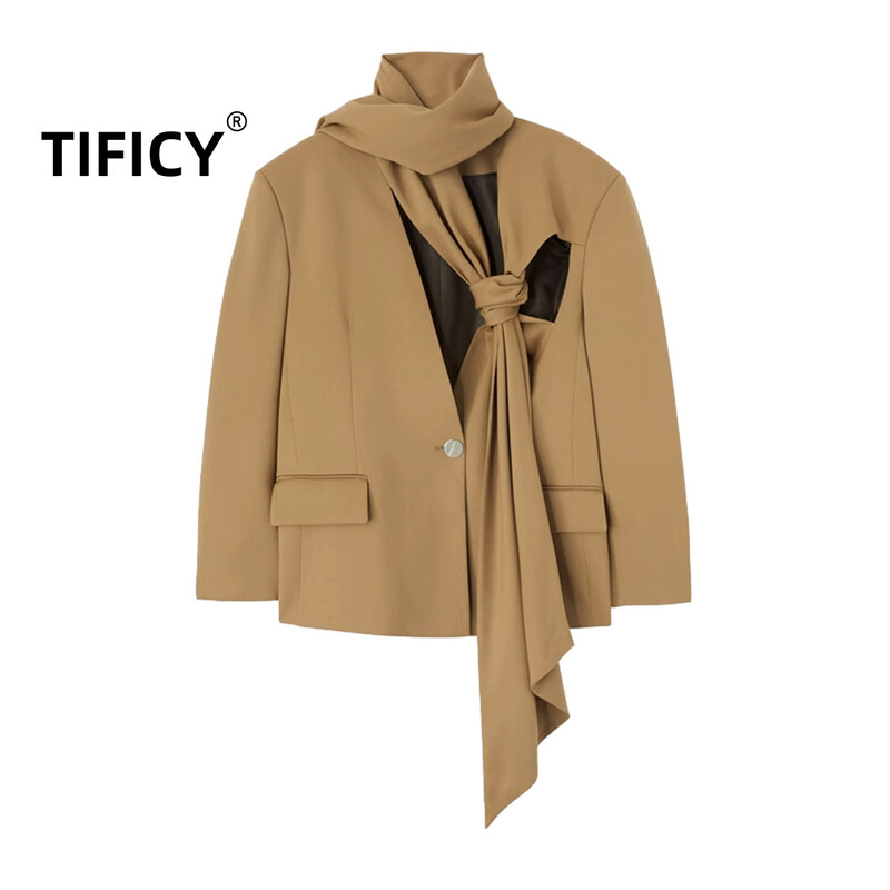 Set de două piese pentru femei de toamnă și iarnă, noua eșarfă, cu siluetă, blazere și set de pantaloni casual cu talie înaltă