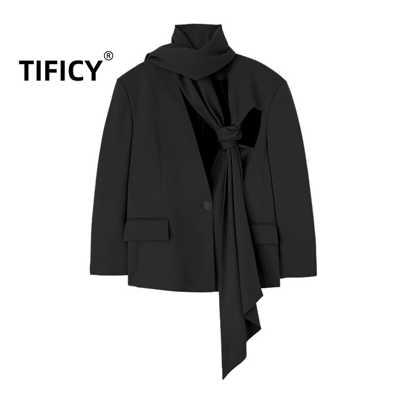 Set de două piese pentru femei de toamnă și iarnă, noua eșarfă, cu siluetă, blazere și set de pantaloni casual cu talie înaltă