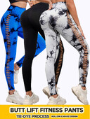 2024 Leggings sexy de gimnastică pentru ridicarea fundului, pentru femei, cu talie înaltă, fără sudură, cu vopsea cravată, pentru femei, skinny stretch, în aer liber, pantaloni scobiți