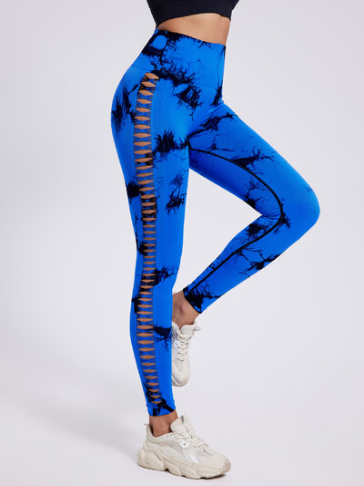2024 Leggings sexy de gimnastică pentru ridicarea fundului, pentru femei, cu talie înaltă, fără sudură, cu vopsea cravată, pentru femei, skinny stretch, în aer liber, pantaloni scobiți
