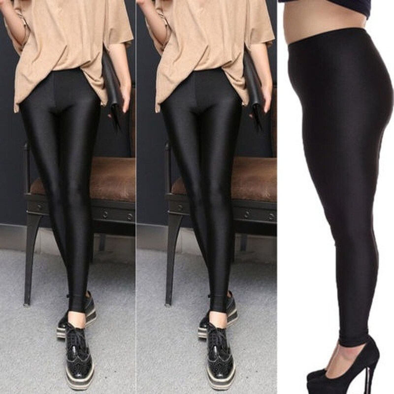 Moda pentru femei Pantaloni skinny casual din piele strălucitoare în față și în spate Jambiere cu talie în V Pantaloni din piele Leggings pentru femei Pantaloni pentru femei