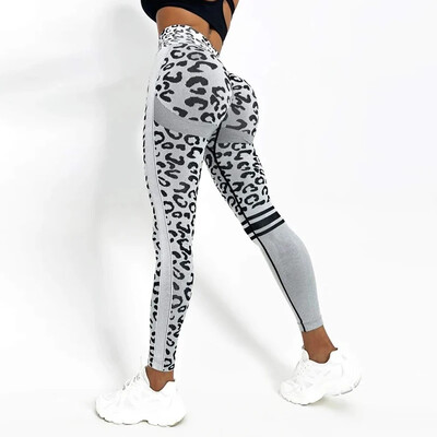 Pantaloni de yoga fără cusături de leopard pentru femei, cu talie înaltă, cu ridicare în șold, miere, piersică, pantaloni de fitness, costum de yoga, pantaloni sport pentru alergare strâmți