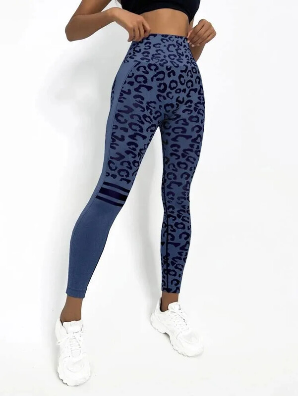 Pantaloni de yoga fără cusături de leopard pentru femei, cu talie înaltă, cu ridicare în șold, miere, piersică, pantaloni de fitness, costum de yoga, pantaloni sport pentru alergare strâmți