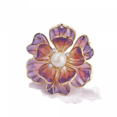 Broșe de bujor, email transparent, cu strasuri, pentru femei, elegante, de lux, cu flori de perle, ace, cadou de bijuterii pentru petrecere.