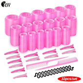 33 buc S/M/L Role de păr S/M/L cu auto-aderență care ține breton cu aer autoadeziv Role de ondulare Bigudiuri naturale Instrumente de coafat pentru ondulare fără căldură