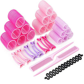 33 τμχ S/M/L Ρολά μαλλιών Self Grip Holding Αυτοκόλλητα Air Bangs Curling Roller Natural Curlers Heatless Curling Εργαλεία styling