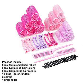 33 τμχ S/M/L Ρολά μαλλιών Self Grip Holding Αυτοκόλλητα Air Bangs Curling Roller Natural Curlers Heatless Curling Εργαλεία styling