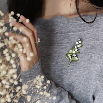 New Vintage Japan Garden Green Metal Vopsea cu spray Accesorii pentru plante Broșă cu perle pentru culturi de vegetație pentru femei Cadouri de petrecere