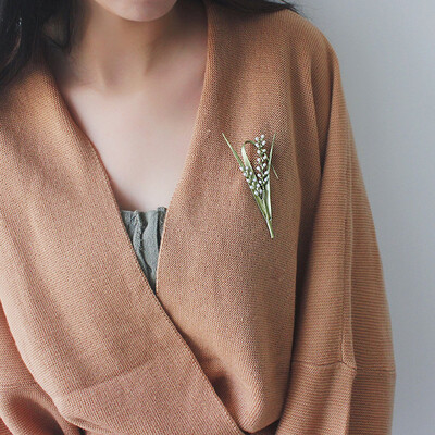 New Vintage Japan Garden Green Metal Vopsea cu spray Accesorii pentru plante Broșă cu perle pentru culturi de vegetație pentru femei Cadouri de petrecere