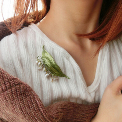 New Vintage Japan Garden Green Metal Vopsea cu spray Accesorii pentru plante Broșă cu perle pentru culturi de vegetație pentru femei Cadouri de petrecere