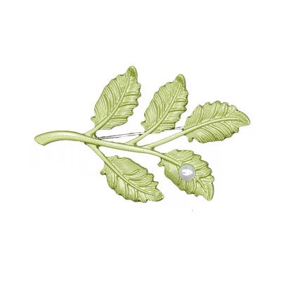 New Vintage Japan Garden Green Metal Vopsea cu spray Accesorii pentru plante Broșă cu perle pentru culturi de vegetație pentru femei Cadouri de petrecere