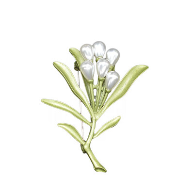 New Vintage Japan Garden Green Metal Vopsea cu spray Accesorii pentru plante Broșă cu perle pentru culturi de vegetație pentru femei Cadouri de petrecere