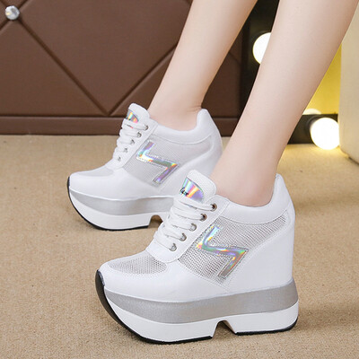 Platformă plată înaltă, cu înălțime de 12 cm, pantofi casual femei, primăvară 2023, pantofi cu pană ascunsă, pantofi vulcanizați pentru femei
