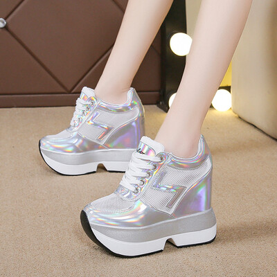 Platformă plată înaltă, cu înălțime de 12 cm, pantofi casual femei, primăvară 2023, pantofi cu pană ascunsă, pantofi vulcanizați pentru femei