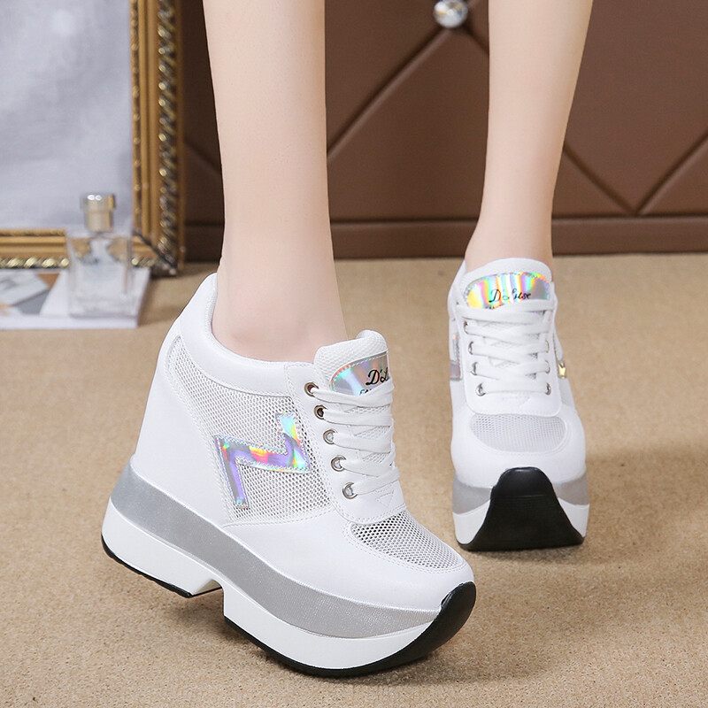 Platformă plată înaltă, cu înălțime de 12 cm, pantofi casual femei, primăvară 2023, pantofi cu pană ascunsă, pantofi vulcanizați pentru femei