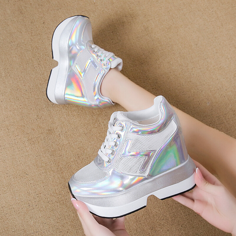 Platformă plată înaltă, cu înălțime de 12 cm, pantofi casual femei, primăvară 2023, pantofi cu pană ascunsă, pantofi vulcanizați pentru femei