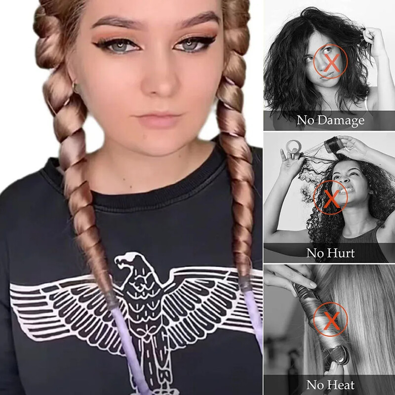 Bigudiuri de păr fără căldură de 150 cm Role Lazy Curling Rod Bandă pentru dormit Ondule de mătase moale Legături Perm Tije Instrumente pentru coafat păr Nou