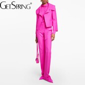 GetSpring női nadrágkosztümök 2024 őszi, háromnegyedes ujjú, rövid blézerkabát, magas derekú, hosszú egyenes nadrág, kétrészes szett