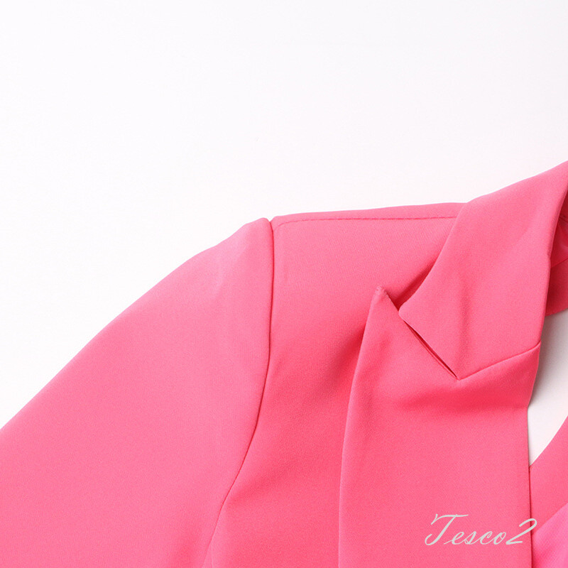 Tesco New Office Pantsuit Hollow Out Blazer+Pantaloni lungi pentru femei Seturi de costum ocazional la moda pentru eveniment petrecere femei roz 2 buc